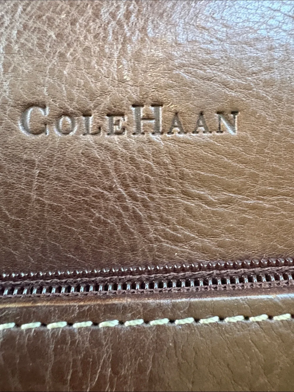 Vintage Cole Haan Brown Leather Briefcase with Shoulder Strap